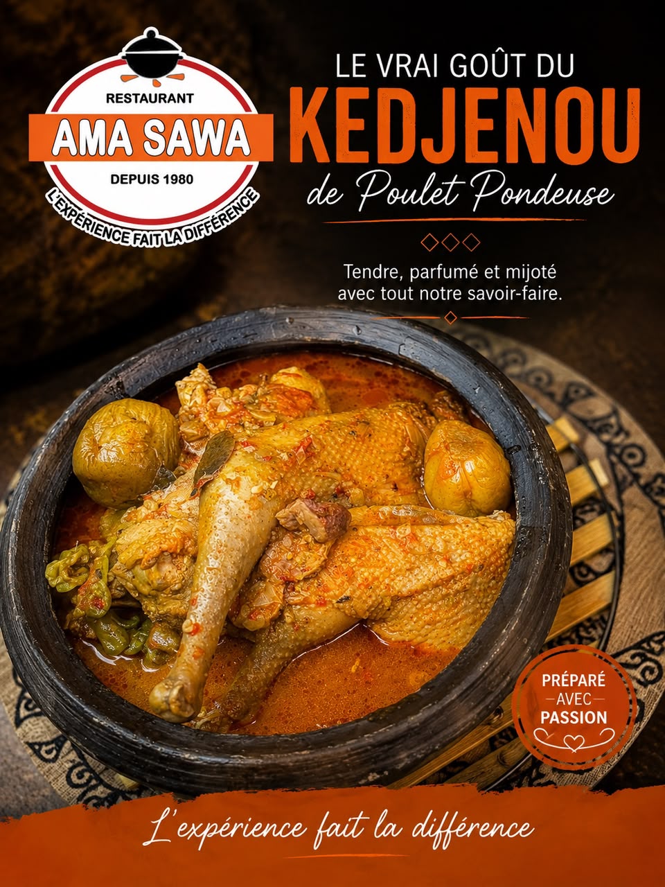 🍗 Kedjenou de poulet pondeuse, tendre, parfumé et mijoté à la perfection. Une recette authentique et généreuse, préparée avec passion pour une explosion de saveurs ! 😋🔥